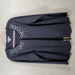 01130 Coldwater Creek gray ponte knit jacket w/crystals 1X